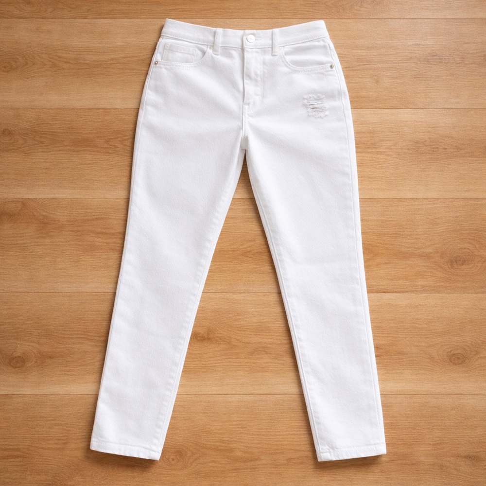 Express Stretch Slim Ankle White Super High Rise Jeans